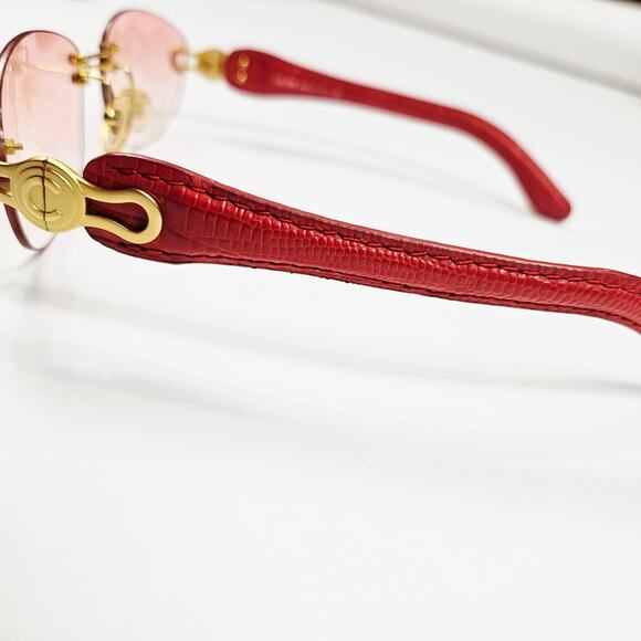 Y2k Celine Rimless Sunglasses Leather Wrapped Horsebit Hinge Vintage main image 6